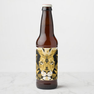Brown Geometric  Lion Beer Bottle Label