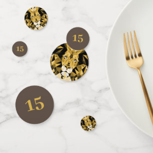 Brown Geometric Lion Customized Birthday Confetti