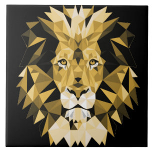 Brown Geometric Lion Tile