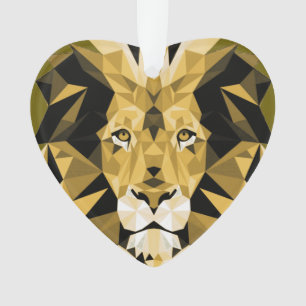 Brown Geometric Lions Head Ornament