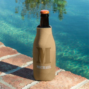 Brown geometric mesh pattern Monogram Bottle Cooler