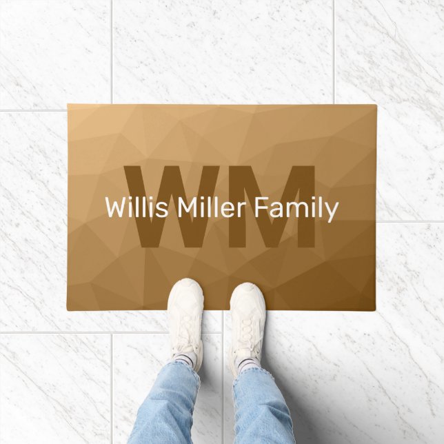 Brown geometric mesh pattern Monogram Doormat (Indoor)