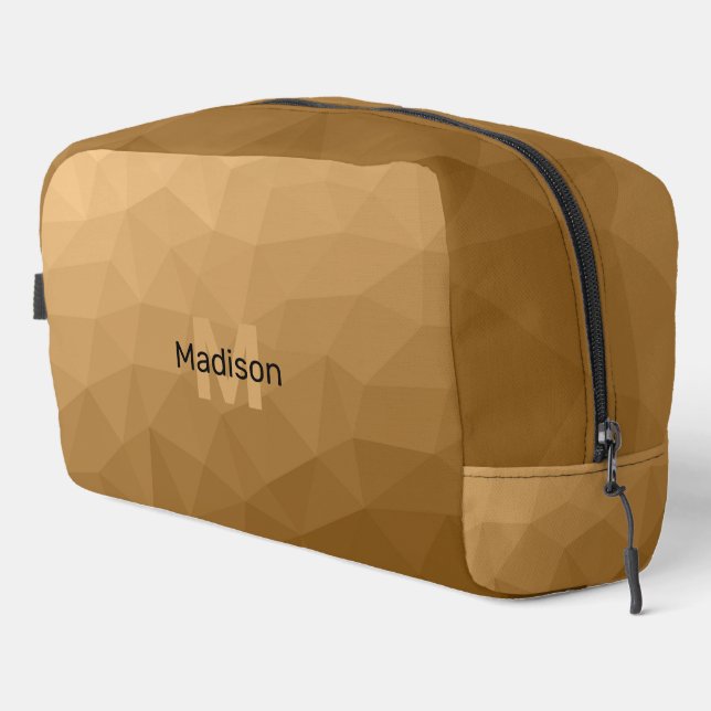 Brown geometric mesh pattern Monogram Dopp Kit (Right Corner)