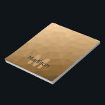 Brown geometric mesh pattern Monogram Notepad<br><div class="desc">Monogram Personalize notepad school office stationery with your custom initial and name. Triangle geometric mesh with light dark brown ombre gradient.</div>