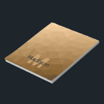 Brown geometric mesh pattern Monogram Notepad<br><div class="desc">Monogram Personalize notepad school office stationery with your custom initial and name. Triangle geometric mesh with light dark brown ombre gradient.</div>