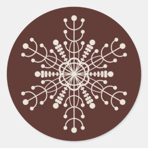 Brown Geometric Modern Snowflake Classic Round Sticker