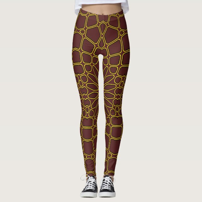 Brown geometric pattern "Ratti_Creative_Arts"     Leggings (Front)