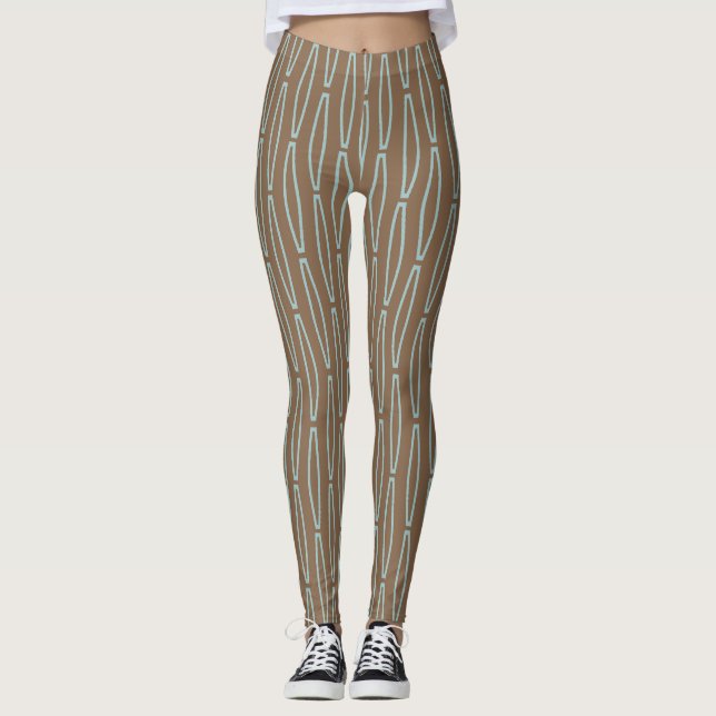 Brown Geometric Repeat  Leggings (Front)