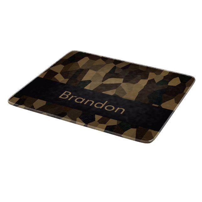Brown geometric shapes pattern Sticker Cutting Board (Corner)