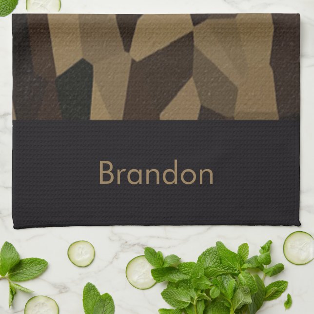 Brown geometric shapes pattern Sticker Kitchen Towel (Folded)
