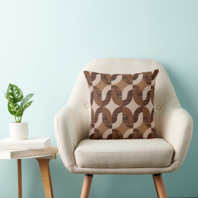 Brown geometric waves throw pillow (Chair)