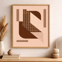 Brown Geometry with White Grid on Beige Background