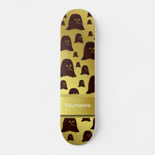 brown, ghost, heap, face, golden, shiny, pattern, skateboard
