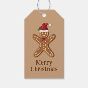 Brown Gingerbread Christmas Cookie With Text Gift Tags