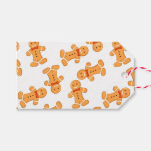 Brown gingerbread man on white Gift Tags