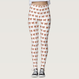 Brown gingham bow pattern leggings