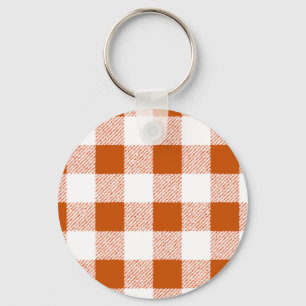 Brown Gingham Check Pattern Keychain