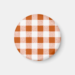 Brown Gingham Check Pattern Magnet