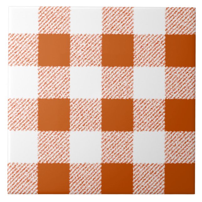 Brown Gingham Check Pattern Tile (Front)