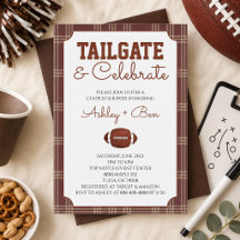 Brown Gingham Football Tailgate Couples Shower