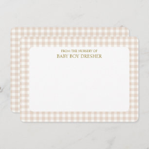Brown Gingham Personalized  Card