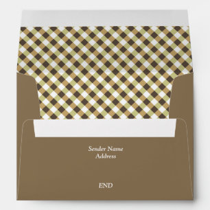 Brown Gingham Plaid Lined Envelope