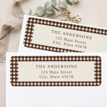 Brown Gingham Return Address