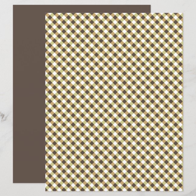 Brown Gingham Scrapbook Paper (Front/Back)