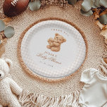 Brown Gingham Teddy Bear Neutral Baby Shower Paper Plate<br><div class="desc">Beautiful invitations and stationery for special occasions and festivals are available in both physical and digital formats. We can extend any design into matching items such as RSVP cards,  labels,  envelopes,  and more. Customization is available upon request. Looking forward to hearing from you!</div>