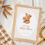 Brown Gingham Teddy Bear Neutral Baby Shower Paper Poster<br><div class="desc">Beautiful invitations and stationery for special occasions and festivals are available in both physical and digital formats. We can extend any design into matching items such as RSVP cards, labels, envelopes, and more. Customization is available upon request. Looking forward to hearing from you!</div>