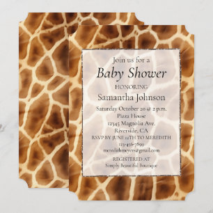 Brown Giraffe Animal Print Invitation