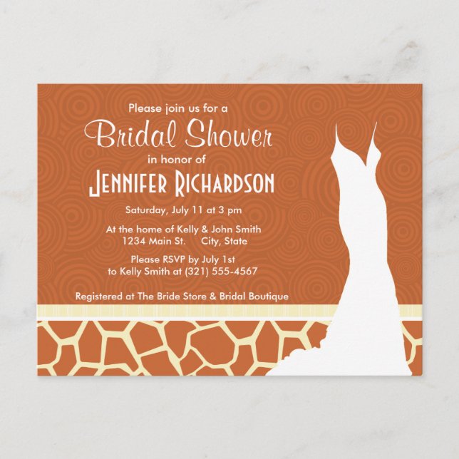 Brown Giraffe Pattern Invitation Postcard (Front)