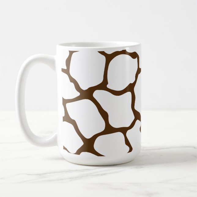 Brown Giraffe Pattern – Minimal Animal Print Coffee Mug (Left)