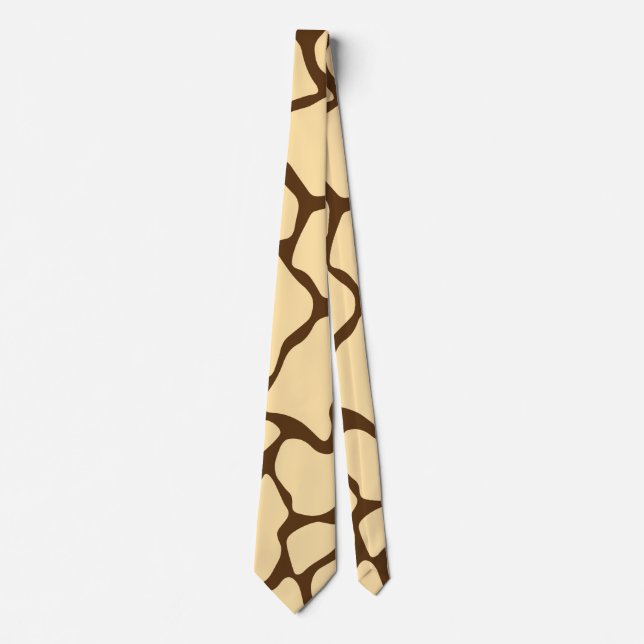 Brown Giraffe Pattern – Minimal Animal Print Tie (Front)