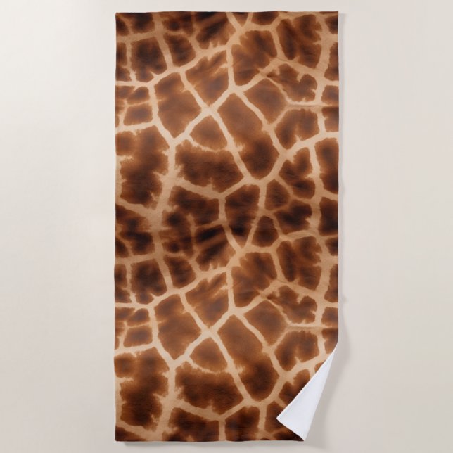 Brown Giraffe Print Beach Towel (Front)