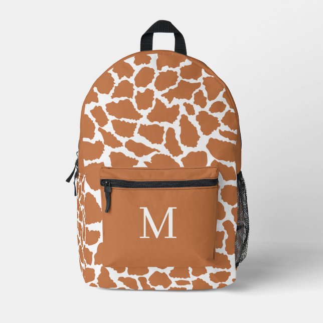 Brown Giraffe Print Monogram Backpack (Front)