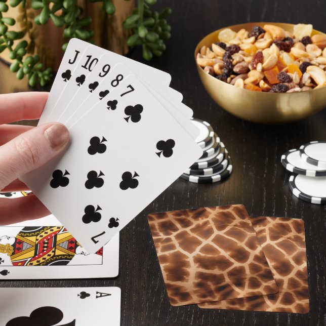 Brown Giraffe Print Playing Cards (In Situ)