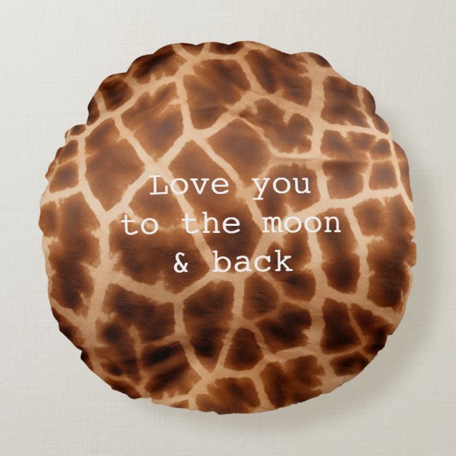 Brown Giraffe Print Round Pillow (Front)