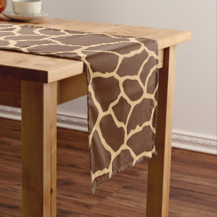 Brown Giraffe Skin Pattern Short Table Runner