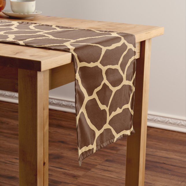 Brown Giraffe Skin Pattern Short Table Runner (In Situ)