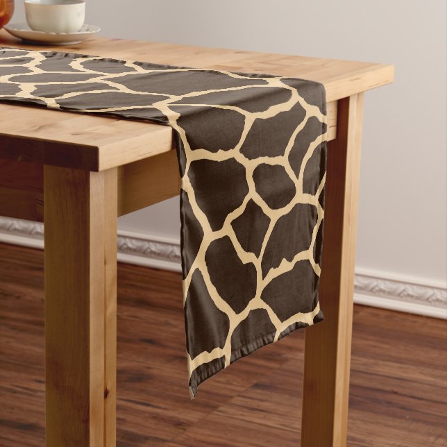 Brown Giraffe Skin Pattern Short Table Runner (In Situ)