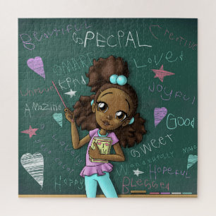 Brown Girl and Positive Words Jigsaw Puzzle