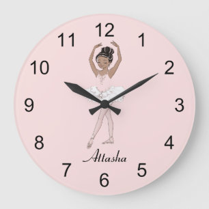 Brown girl ballerina fifth position large clock
