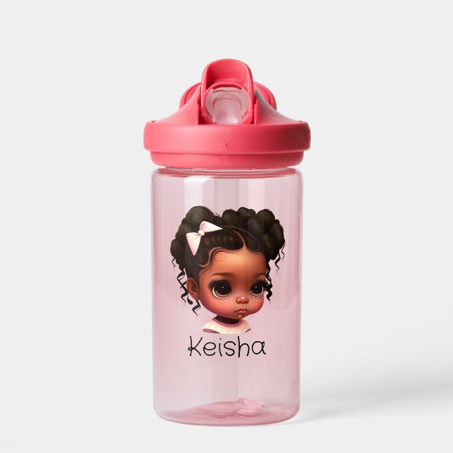 Brown Girl In Pink Water Bottle (Front)