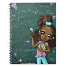Brown Girl & Positive Words Spiral Photo Notebook