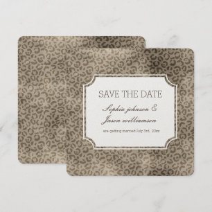 Brown Glam Leopard Print save the date Invitation