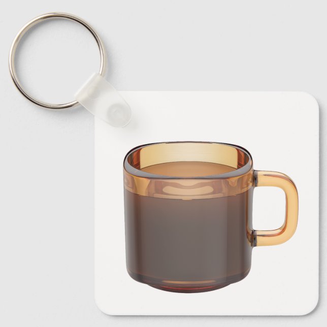 Brown glass coffee cup with brewed coffee keychain (Front)