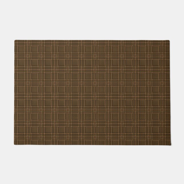 Brown Glen Check Houndstooth Plaid Pattern Doormat (Front)