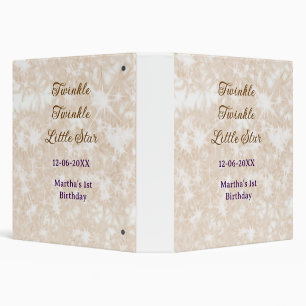 Brown glitter twinkle twinkle little star birthday binder