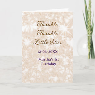 Brown glitter twinkle twinkle little star birthday card